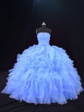 New Arrival Purple 15th Birthday Dress Sweet 16 and Quinceanera with Beading and Ruffles Strapless Sleeveless Lace Up