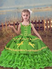  Straps Sleeveless Lace Up Pageant Dress for Teens Organza