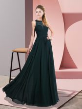 Amazing Green Empire Lace Prom Evening Gown Zipper Chiffon Sleeveless Floor Length