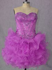  Ball Gowns Prom Dress Lilac Sweetheart Organza Sleeveless Mini Length Lace Up