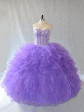  Lavender Sleeveless Tulle Lace Up Quinceanera Dresses for Sweet 16 and Quinceanera