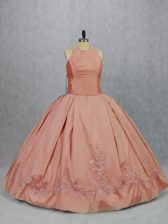  Floor Length Ball Gowns Sleeveless Peach Vestidos de Quinceanera Zipper