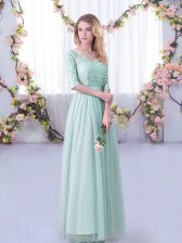 Custom Design Half Sleeves Lace and Belt Side Zipper Dama Dress for Quinceanera