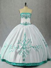 Attractive Floor Length Ball Gowns Sleeveless White Sweet 16 Quinceanera Dress Lace Up