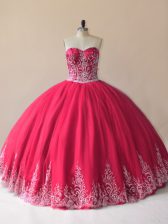 Edgy Tulle Sleeveless Floor Length 15th Birthday Dress and Embroidery