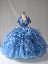 Sophisticated Organza Sleeveless Floor Length Quinceanera Gowns and Beading and Ruffles