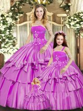  Sleeveless Beading and Ruffled Layers Lace Up 15th Birthday Dress