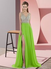 Affordable Sleeveless Beading Zipper Prom Dresses