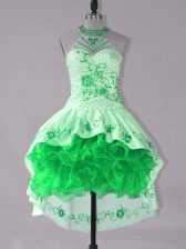  Green Sleeveless Satin and Organza Lace Up Prom Party Dress for Prom and Party