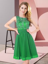  Green Backless Quinceanera Court Dresses Beading and Appliques Sleeveless Mini Length