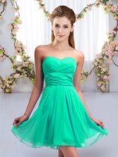  Turquoise Sleeveless Chiffon Lace Up Quinceanera Court of Honor Dress for Wedding Party