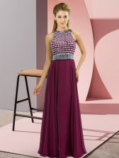Wonderful Fuchsia Sleeveless Beading Floor Length Prom Party Dress