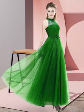  Sleeveless Lace Up Floor Length Beading and Appliques Damas Dress