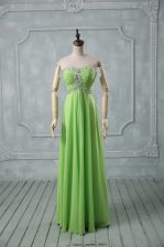 Dynamic High Low Evening Dress Chiffon Sleeveless Beading and Ruching