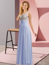 Stunning Sleeveless Chiffon Floor Length Side Zipper Vestidos de Damas in Lavender with Beading