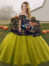 Hot Selling Olive Green Sleeveless Tulle Lace Up Quinceanera Gown for Military Ball and Sweet 16 and Quinceanera