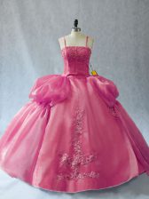 Flirting Straps Sleeveless Organza Vestidos de Quinceanera Appliques Lace Up