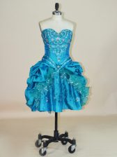 Shining Ball Gowns Teal Sweetheart Taffeta Sleeveless Mini Length Lace Up