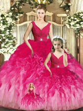 Customized Sleeveless Floor Length Beading and Ruffles Backless Sweet 16 Quinceanera Dress with Multi-color