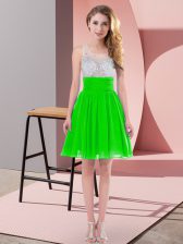 Low Price Green Empire Beading Dama Dress Side Zipper Chiffon Sleeveless Mini Length