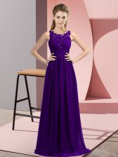 Cute Purple Zipper Scoop Beading and Appliques Court Dresses for Sweet 16 Chiffon Sleeveless