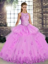 Sweet Sleeveless Lace and Embroidery and Ruffles Lace Up Sweet 16 Quinceanera Dress