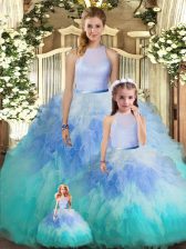Elegant Multi-color Sleeveless Floor Length Ruffles Backless Ball Gown Prom Dress