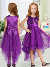 Wonderful Sleeveless Sequins and Bowknot Zipper Flower Girl Dresses for Less