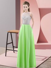  Empire Homecoming Dress Scoop Satin Sleeveless Floor Length Backless