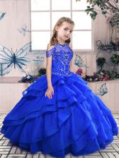  Sleeveless Lace Up Floor Length Beading Evening Gowns