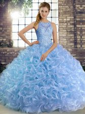 New Arrival Floor Length Ball Gowns Sleeveless Lavender Quince Ball Gowns Lace Up