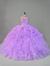 Colorful Sleeveless Beading and Ruffles Lace Up Quinceanera Gowns