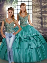 Luxury Sleeveless Lace Up Floor Length Beading and Ruffled Layers Sweet 16 Quinceanera Dress