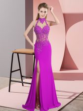 Delicate Sleeveless Backless Floor Length Lace and Appliques Prom Party Dress