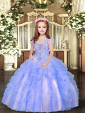  Sleeveless Beading and Ruffles Lace Up Pageant Gowns