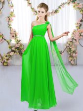  Sleeveless Floor Length Beading and Hand Made Flower Lace Up Damas Dress with 