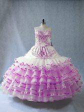  Floor Length Lilac Ball Gown Prom Dress Sweetheart Sleeveless Lace Up