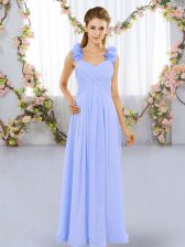 Best Selling Lavender Lace Up Quinceanera Court Dresses Hand Made Flower Sleeveless Floor Length