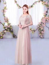  Short Sleeves Lace and Belt Side Zipper Vestidos de Damas