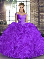 Charming Organza Sleeveless Floor Length Sweet 16 Dresses and Beading and Ruffles