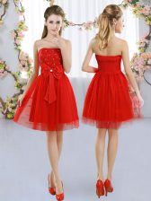  Empire Dama Dress Red Strapless Tulle Sleeveless Mini Length Side Zipper