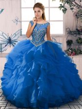  Floor Length Ball Gowns Sleeveless Blue Sweet 16 Dresses Zipper
