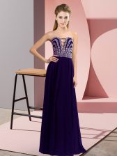 Perfect Empire Purple Sweetheart Chiffon Sleeveless Floor Length Lace Up
