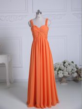 Exquisite Ruching Vestidos de Damas Orange Zipper Sleeveless Floor Length