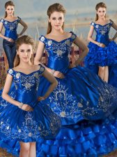  Sleeveless Embroidery and Ruffled Layers Lace Up Sweet 16 Dress
