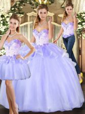  Floor Length Ball Gowns Sleeveless Lavender Quinceanera Dress Lace Up
