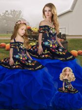 Flirting Tulle Sleeveless Floor Length Sweet 16 Dresses and Embroidery and Ruffles