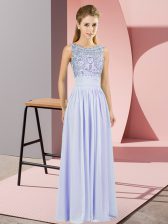 Discount Lavender Sleeveless Beading Floor Length Homecoming Dress