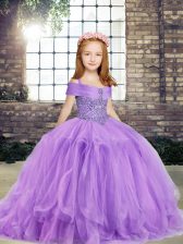 Glorious Sleeveless Beading Lace Up Little Girls Pageant Gowns