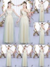 Fashionable Champagne Scoop Lace Up Lace and Bowknot Vestidos de Damas Sleeveless
